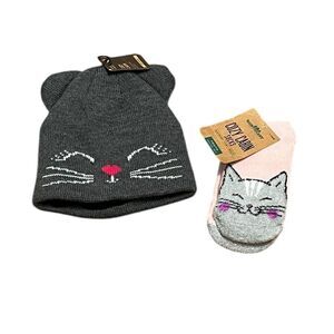 Field &‎ Stream Cozy Cabin Youth Kitten Hat and Sock Bundle, NWT